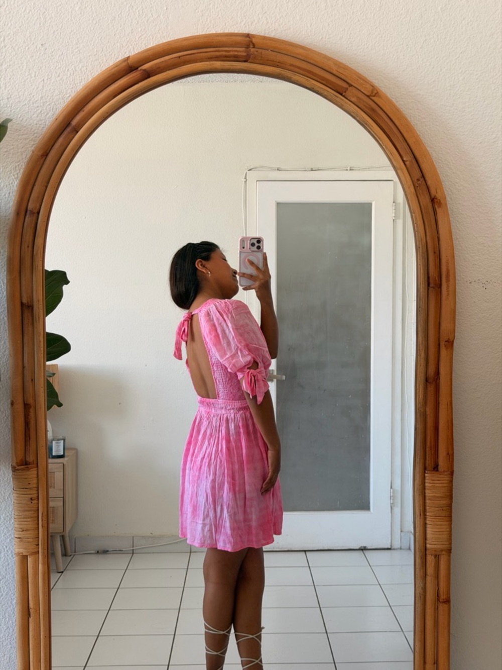 ASOS Pink Mini Dress with Smocked Waist - Picture 5 of 15